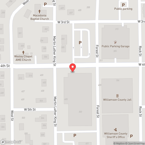 Map of Williamson County Courthouse