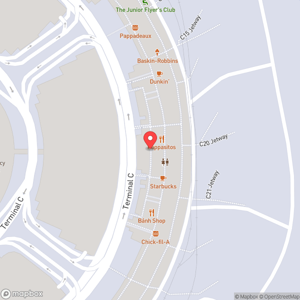 Map of American Airlines Admirals Club
