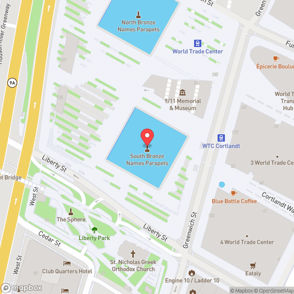 Map of 9/11 Memorial South Pool
