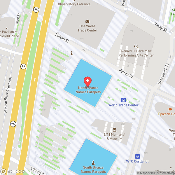 Map of 9/11 Memorial North Pool