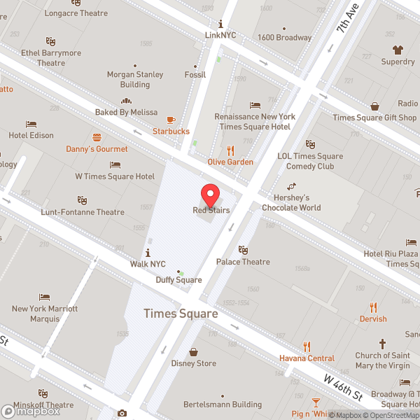 Map of Red Stairs Times Square