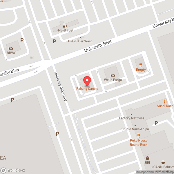 Map of Raising Cane's Chicken Fingers