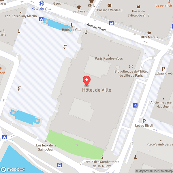Map of Paris City Hall (Hôtel de ville de Paris)