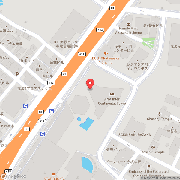 Map of ANA InterContinental Tokyo (ANAインターコンチネンタルホテル東京)