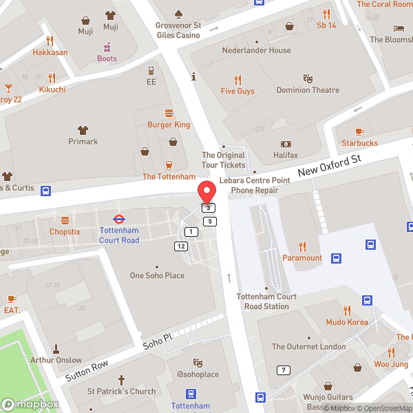 Map of Tottenham Court Road London Underground Station
