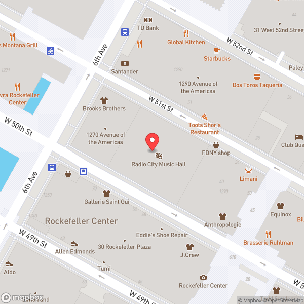 Map of Radio City Music Hall