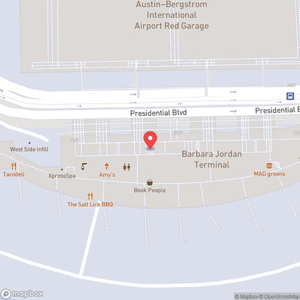 Map of Austin Bergstrom International Airport (AUS)