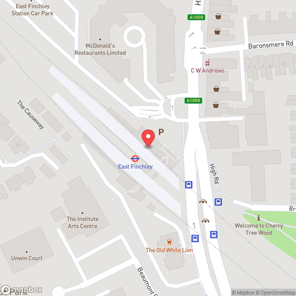 Map of East Finchley London Underground Station