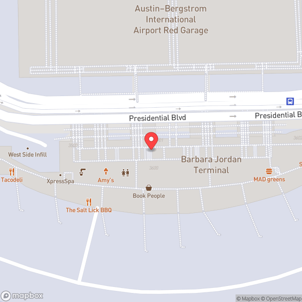 Map of Austin Bergstrom International Airport (AUS)